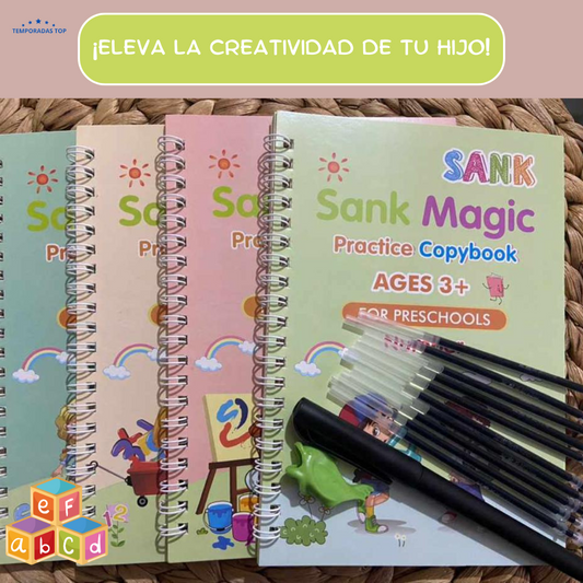 Set Cuadernos Mágicos 🪄 (4 cuadernos caligrafía + lapiceros mágicos)