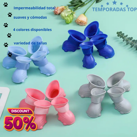 Clean Paws- Botas Protectoras E Impermeables Para Mascota + Una Hermosa Pañoleta Navideña de Obsequio