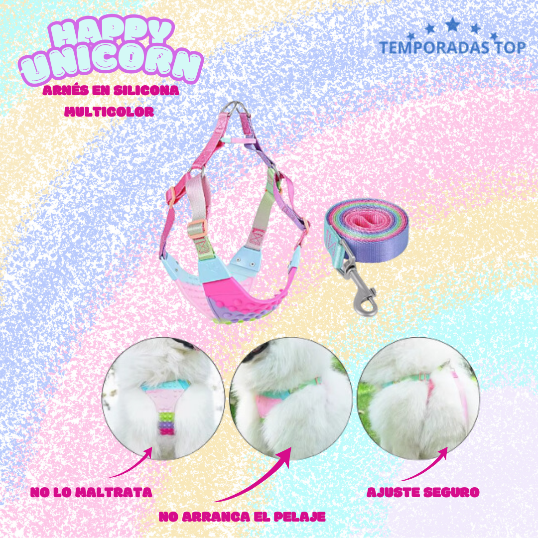 Happy Unicorn 🦄 Arnes De Silicona Protección Total 🌈 + Obsequio Pañoleta Navideña 🎄