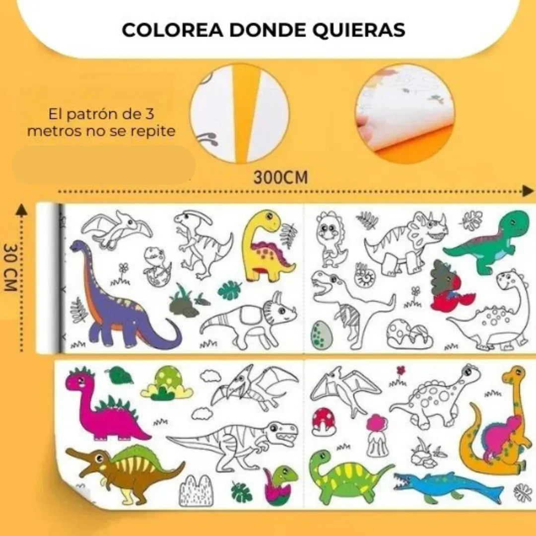 Deja que sus mentes brillen, no sus pantallas 🎨 Rollo de papel para colorear 3mt ¡PAGA 1 LLEVA 2!