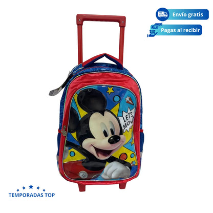 Bolso Escolar Ruedas Mickey Mouse Niño - Todo Lo Necesario Para el Regreso A Clases