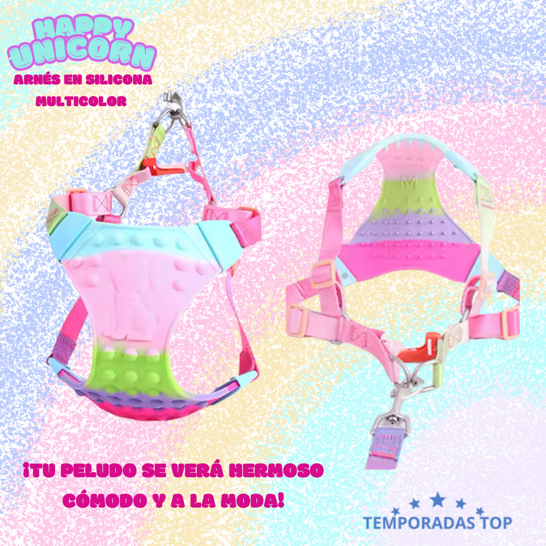 Happy Unicorn 🦄 Arnes De Silicona Protección Total 🌈 + Obsequio Pañoleta Navideña 🎄