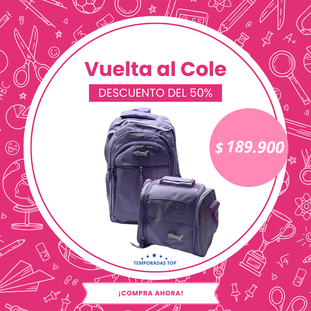 Combo Morral Wilpa + Lonchera Termica + esferos + resaltadores y cuaderno 7 Materias, Mayor capacidad Con Un Estilo Único