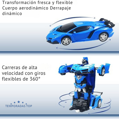 🤖🏁 💙 Powerful Carro-Robot De Control Remoto Transformable Azul 💙 🤖🏁